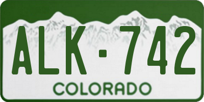 CO license plate ALK742