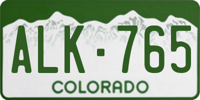 CO license plate ALK765