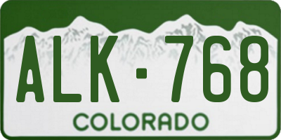 CO license plate ALK768