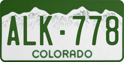 CO license plate ALK778