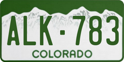 CO license plate ALK783