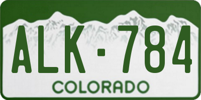 CO license plate ALK784