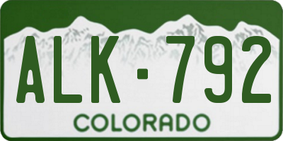 CO license plate ALK792