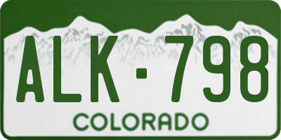 CO license plate ALK798