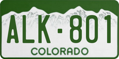 CO license plate ALK801
