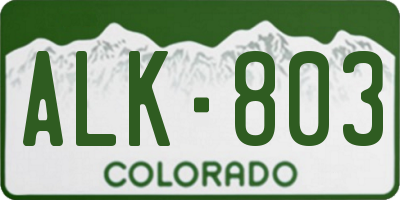 CO license plate ALK803