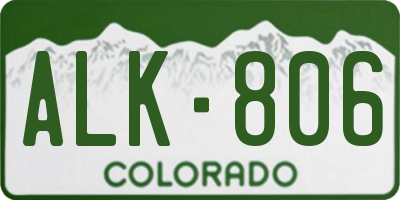 CO license plate ALK806