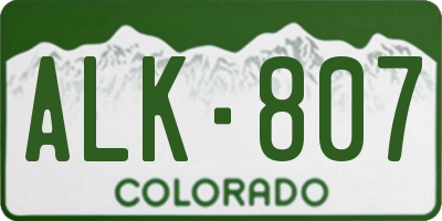 CO license plate ALK807