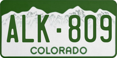 CO license plate ALK809