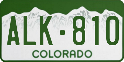 CO license plate ALK810