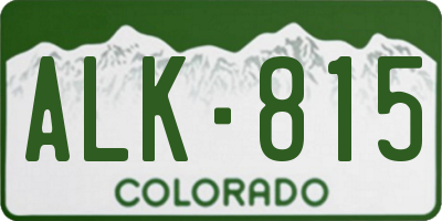 CO license plate ALK815