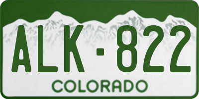 CO license plate ALK822