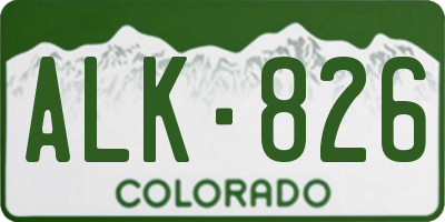 CO license plate ALK826
