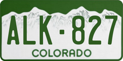 CO license plate ALK827