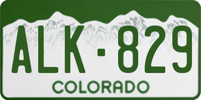 CO license plate ALK829