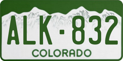 CO license plate ALK832