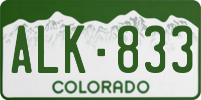 CO license plate ALK833