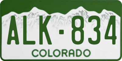 CO license plate ALK834