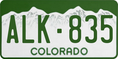 CO license plate ALK835