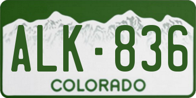 CO license plate ALK836