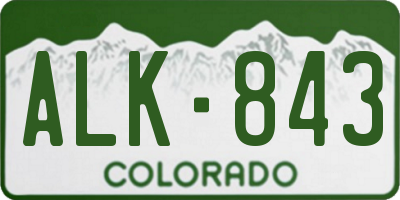 CO license plate ALK843