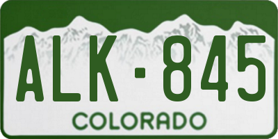 CO license plate ALK845