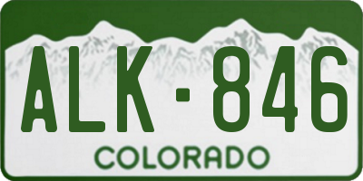 CO license plate ALK846