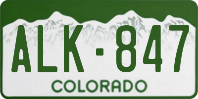 CO license plate ALK847
