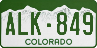 CO license plate ALK849
