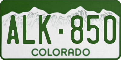 CO license plate ALK850