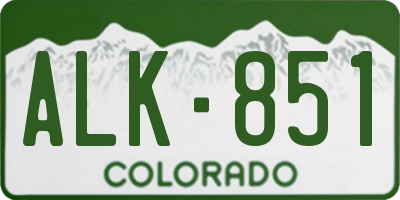 CO license plate ALK851