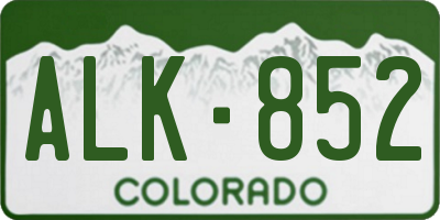 CO license plate ALK852