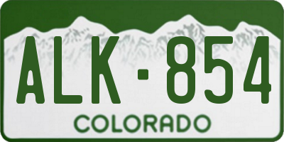 CO license plate ALK854