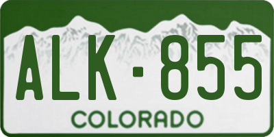 CO license plate ALK855