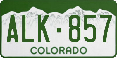 CO license plate ALK857
