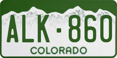 CO license plate ALK860
