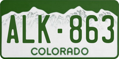 CO license plate ALK863