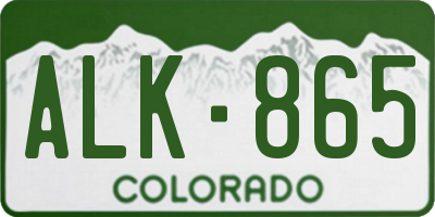 CO license plate ALK865