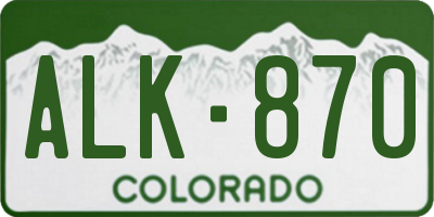 CO license plate ALK870