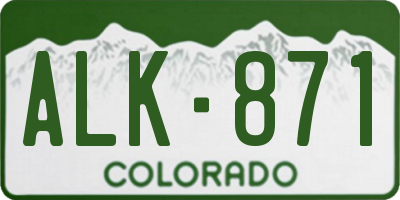 CO license plate ALK871