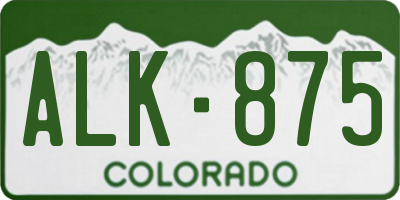 CO license plate ALK875