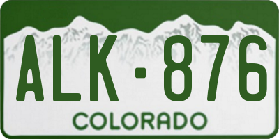 CO license plate ALK876