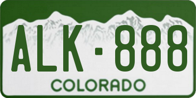 CO license plate ALK888