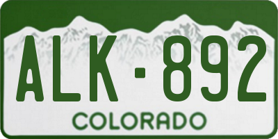 CO license plate ALK892