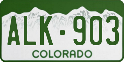 CO license plate ALK903