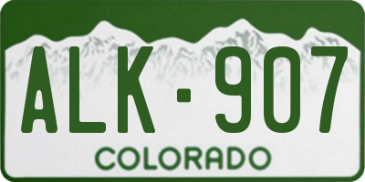 CO license plate ALK907