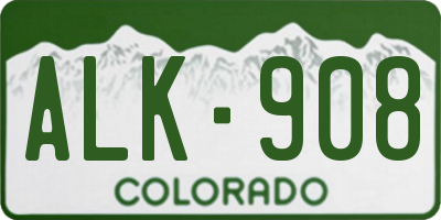 CO license plate ALK908
