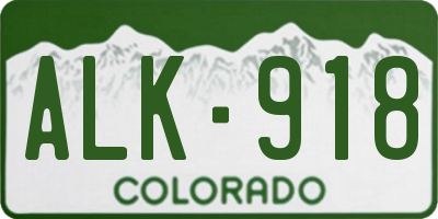 CO license plate ALK918