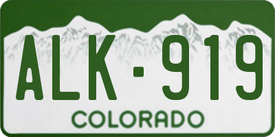 CO license plate ALK919