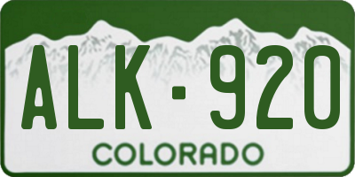 CO license plate ALK920